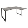 Bureau compact LOFTER - L180 cm - Retour à droite - Plateau imitation chêne gris - pied Carbone - (pied de renfort obligatoire à rajouter - non inclus)