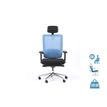 Fauteuil de bureau ergonomique SYNEC - accoudoirs réglables - appuie-tête réglable - noir et bleu