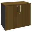 Armoire basse EXPRIM/LOFTER/LEVEL - H72 x L80 x P47 - 2 portes - Corps Anthracite - Dessus et portes imitation noyer