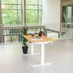 Bureau électrique UGO - L120x70cm - pieds blancs - plateau chêne massif