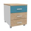 Caisson mobile INEO JET UP Bureau Vallée - L43 x H56 x P60 cm - 3 Tiroirs - façade imitation chêne clair et bleu argile