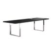 Table de réunion FLORA - L220 x P100 cm - pieds cadre en métal effet chromé - plateau imitation frêne noir
