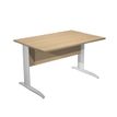 Bureau droit Trend - L120 - Pieds métals - plateau imitation chêne - pied effet chromé
