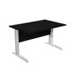 Bureau droit Trend - L140 - Pieds métals - plateau imitation frêne noir - pied alu