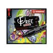 4006381615167-STABILO FREE T800C Seaside - 5 Marqueurs - permanent - rose, bleu cobalt, vert clair, jaune, pourpre - opaque - encre acrylique 