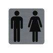 3130630671787-Exacompta - Plaque de signalisation Toilettes - 75 x 75 mm - aluminium brossé-Avant-0