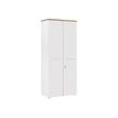 3483600849106-Armoire hautes YES ! - L80 x H187 x P42 - 2 portes - Façade blanche - Dessus chêne struct-Angle gauche-0