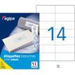 Agipa Etiquettes Coins Droits - Permanente kleeflaag - wit - 42.4 x 105 mm 1400 etiket(ten) (100 vel(len) x 14) etiketten