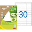 Agipa Etiquettes - Permanente acryl kleeflaag - wit - 19 x 38 mm 420 etiket(ten) (14 vel(len) x 30) etiketten