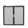 3660141933833-Armoire basse à rideaux EASY OFFICE - 110 x 104 x 41,5 cm - Corps noir - Rideaux et poign