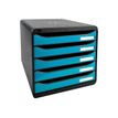 9002493423596-Exacompta BigBox Plus - Module de classement 5 tiroirs - noir/bleu turquoise-P_79403131_1-0