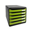 Exacompta BIG-BOX PLUS Classic A4+ - Ladekast - 5 lades - zwart, glanzend anijsgroen