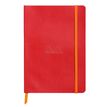 RHODIA Rhodiarama - Notitieboek - bevestigd aan hoes - A5 - 80 vellen / 160 pagina's - ivoorkleurig papier - van lijnen voorzien - klaproosrode kaft - kunstleer