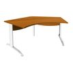 0400794086516-Bureau symétrique 120° IDRA - L180 cm - Pieds blanc - plateau imitation Merisier-P_79408651_1-0