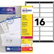 Avery - Zelf-klevende laag - wit - 100 stuks 16) vellen