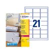 Avery - Wit - 63.5 x 38.1 mm 840 etiket(ten) (40 vel(len) x 21) adresetiketten