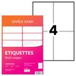 Office Star - Wit - 105 x 148.5 mm 400 etiket(ten) (100 vel(len) x 4) etiketten
