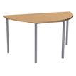 Table de réunion Demi-lune - 120 x 60 cm - Pieds carrés aluminium - imitation hêtre
