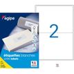 Agipa Etiquettes - Permanente kleeflaag - wit - 199.6 x 144.5 mm 200 etiket(ten) (100 vel(len) x 2) doos - etiketten