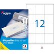 Agipa Etiquettes - Permanente kleeflaag - wit - 70 x 70 mm 1200 etiket(ten) (100 vel(len) x 12) doos - etiketten