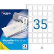 Agipa Etiquettes - Permanente kleeflaag - wit - 35 x 35 mm 3500 etiket(ten) (100 vel(len) x 35) doos - etiketten