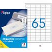 Agipa Etiquettes - Permanente kleeflaag - wit - 38.1 x 21.2 mm 6500 etiket(ten) (100 vel(len) x 65) doos - etiketten