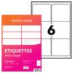 Office Star - Wit - 99.1 x 93.1 mm 600 etiket(ten) (100 vel(len) x 6) etiketten