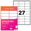 Office Star - Wit - 70 x 31 mm 2700 etiket(ten) (100 vel(len) x 27) etiketten