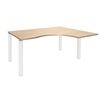 3253310164413-Bureau compact EXPRIM - L180 cm - Retour droite - Plateau imitation Chêne clair - Pieds blanc (Pieds de renfort obligato-P_79432322_1-0