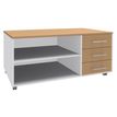 Console mobile EXPRIM/LOFTER/LEVEL - L120 x H63 x P60 cm - 3 tiroirs - coté Blanc - finition façade et dessus imitation Hêtre