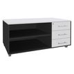 Console mobile EXPRIM/LOFTER/LEVEL - L120 x H63 x P60 cm - 3 tiroirs - coté anthracite - finition façade et dessus Blanc perle