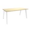3253310161917-Bureau simple STEELY - L120 cm - Pieds blanc - plateau imitation Erable-P_79432472_1-0