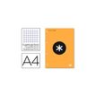 Antartik - Blocknotes - A4 - 100 vellen / 200 pagina's - van ruiten voorzien - 4 gaten - fluorescent orange