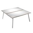 2012349510292-Bureau Bench LEONARDO - L160 x H74 x P168 - Pieds métal blancs - Blanc chants chêne-P_79441655_1-0