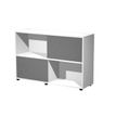 2012349514924-Bibliothèque basse TETRIS - L120 x H79 x P35 - Corps blanc - Portes anthracite-P_79441886_1-0