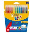 BIC KiDS KID COULEUR - Pen met vezelpunt - niet permanent - verschillende kleuren - inkt op waterbasis - 0.8 mm - gemiddeld - pak van 12
