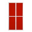 3660141930344-Armoire haute à rideaux EASY OFFICE - 110 x 204 x 41,5 cm - Corps et poignée blanc - Rideaux rouge--0