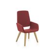 Chaise AITA - dossier haut - piètement bois - tissu rouge