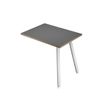 Retour direct pour bureau - L80 x H74 x P60 - Pieds métal blancs - plateau anthracite chants chêne