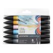 884955073988-ProMarker Watercolour - 6 Marqueurs double pointe - tons ciel-Avant-1