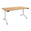 Table de réunion abattantes - L160 x P80 cm - pied blanc - plateau imitation hêtre