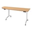 Table de réunion abattantes angle à gauche - L200 x P80 cm - pied blanc - plateau imitation hêtre