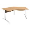 3253310149984-Bureau symétrique 120° IDRA - L185 cm - Pieds blanc - plateau imitation Hêtre--0