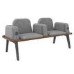 3253310179479-Banquette ILO - 2 places L172xP67cm -  carbone - structure noyer - tissu gris chiné--0
