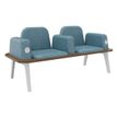3253310179424-Banquette ILO - 2 places L172xP67cm -  blanc - structure noyer - tissu bleu guède--0