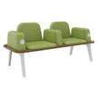 Banquette ILO - 2 places L172xP67cm -  blanc - structure noyer - tissu kiwi