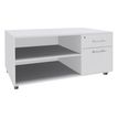 3253310163584-Console mobile LEVEL/STEELY/WOODY- L120 x H63 x P60 cm - 2 tiroirs dont 1 DS - coté Blanc - finition façade et d--0