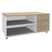 3253310154025-Console mobile LEVEL/STEELY/WOODY - L120 x H63 x P60 cm - 3 tiroirs - coté blanc - finition tiroirs et dessus imita--0