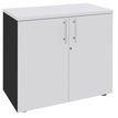 Armoire basse EXPRIM/LOFTER/LEVEL - H72 x L80 x P47 - 2 portes - Corps Anthracite - Dessus et portes Blanc perle