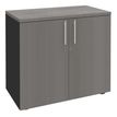 Armoire basse EXPRIM/LOFTER/LEVEL - H72 x L80 x P47 - 2 portes - Corps Anthracite - Dessus et portes imitation Chêne gris